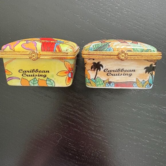 Caribbean Cruising Trinket Boxes - Vintage - Set of 2 EUC - Picture 8 of 8